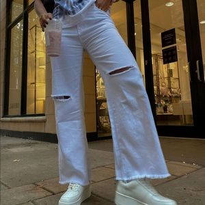 Princess polly white ripped denim flare jeans